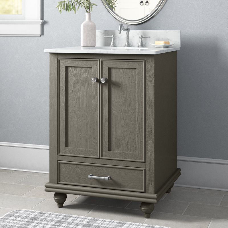 Three Posts™ Belton 24'' Freestanding Single Bathroom Vanity with Marble Vanity Top & Reviews